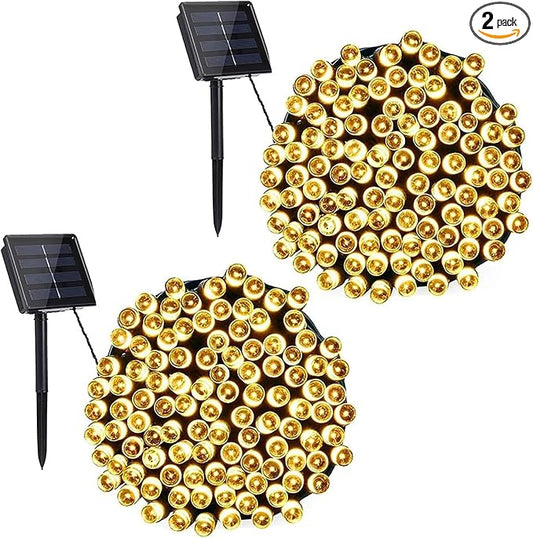 Toodour Solar Christmas Lights Outdoor, 2 Packs Total 144ft 400 LED Solar String Lights with 8 Mode, Outdoor Christmas String Light for Garden, Patio, Fence, Balcony, Xmas Tree Decor - Warm White