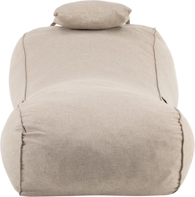 Christopher Knight Home Morton Outdoor Bean Bag Chair Set of 2, Fabric Bean Bag Chair for Adults and Kids, Indoor/Outdoor Sun Lounger with Headrest, Patio Chaise Lounge Chair Set of 2, Dark Beige