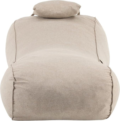 Christopher Knight Home Morton Outdoor Bean Bag Chair Set of 2, Fabric Bean Bag Chair for Adults and Kids, Indoor/Outdoor Sun Lounger with Headrest, Patio Chaise Lounge Chair Set of 2, Dark Beige