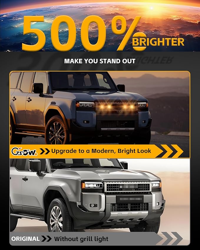 4 Pcs Grille Lights for 2024 2025 Toyo-ta Land Cruiser Prado LC250 J250, LED Upgrade Grille Lights, Amber Light