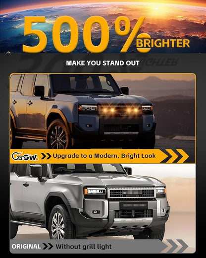 4 Pcs Grille Lights for 2024 2025 Toyo-ta Land Cruiser Prado LC250 J250, LED Upgrade Grille Lights, Amber Light