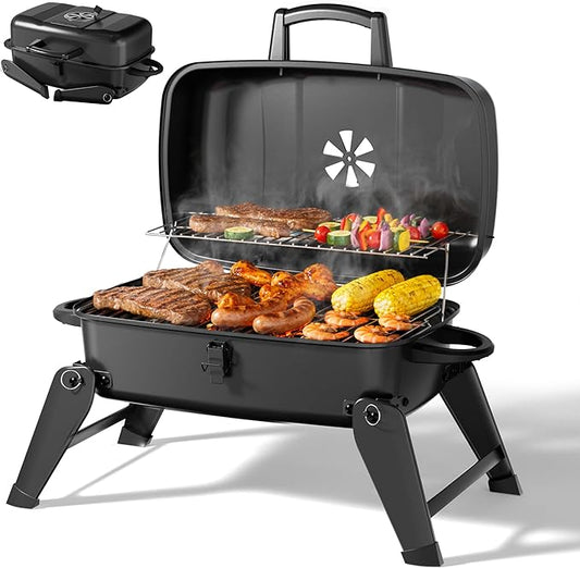 MASTER COOK Portable Charcoal Grill, Foldable Lightweight BBQ Grill with 330 sq.in. Cooking Area and Adjustable Air Vent Outdoor RV, Hiking, Camping, Patio, Tailgating