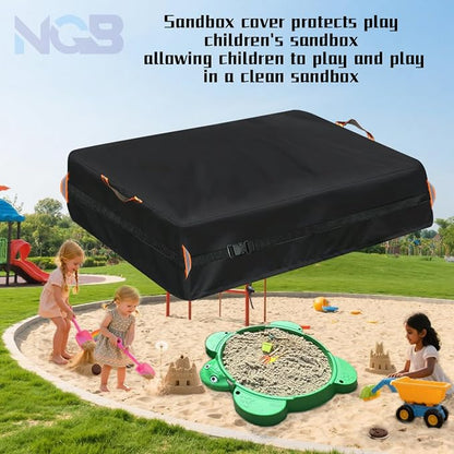 Outdoor Turtle Sandbox Cover, Square Kids Sand Box Covers Waterproof and Windproof, Children's Large Sandboxes Cover Sandproof.44 Lx40 Wx10 H,Black.