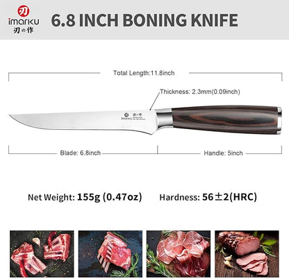imarku Fillet Knife, German High Carbon Boning Knife, 6-Inch Stainless Steel Professional Grade Boning Fillet Knife for Fish, Pakkawood Handle for Meat and Poultry, Gifts for Men and Women