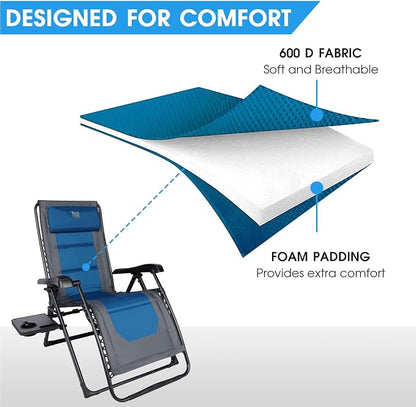 TIMBER RIDGE Oversized Recliner Zero Gravity Chair, Blue-2 Pack