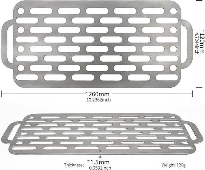 TiTo Titanium BBQ Net Grill Portable Ultralight Non-Stick Meat Grill Grate for Home Garden Outdoor Camping Picnic Hiking Charcoal Holder with Storage Bag (B)