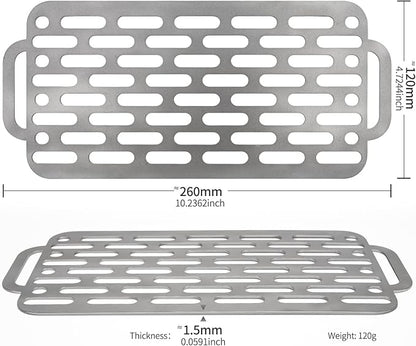 TiTo Titanium BBQ Net Grill Portable Ultralight Non-Stick Meat Grill Grate for Home Garden Outdoor Camping Picnic Hiking Charcoal Holder with Storage Bag (B)