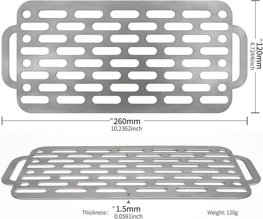 TiTo Titanium BBQ Net Grill Portable Ultralight Non-Stick Meat Grill Grate for Home Garden Outdoor Camping Picnic Hiking Charcoal Holder with Storage Bag (B)