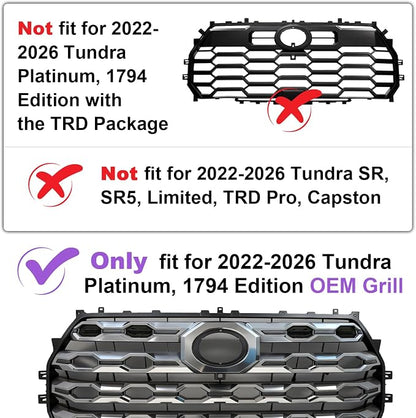 Led Grille Grill Lights for Tundra Platinum 1794 Edition 2022-2026 | RGB 3rd gen Grills raptor Light Toyota Tundra assembly accessories