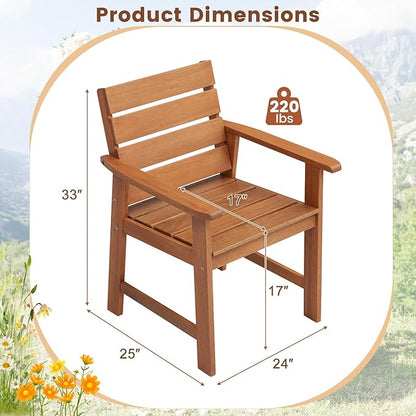 Tangkula Set of 4 Wood Patio Dining Chair, Wood Dining Armchairs with Breathable Slatted Seat & Inclined Backrest, Ergonomic Outdoor Chairs for Backyard, Balcony, Garden