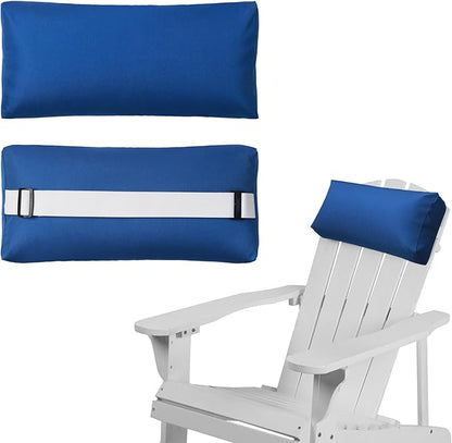 Chaise Lounge Head Pillow, 2 Pack Outdoor Lounge Chair Pillows with Adjustable Strap Longue Head Pillow Headrest Pillows for Patio Backyard Beach Pool Garden Recliner(Royal Blue)