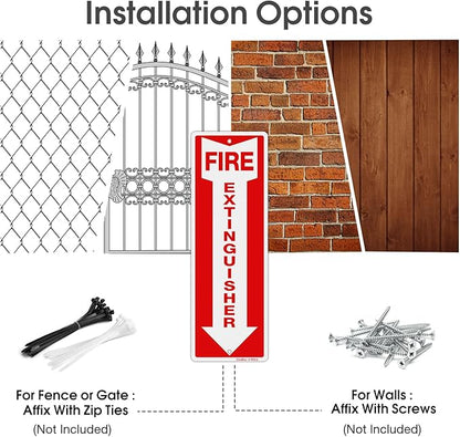 GicnKeuz Fire Extinguisher Sign, 12"x4" .040 Rust Free Heavy Aluminum, Reflective, Weatherproof and Fade Resistant, 2 pre-drilled holes, Easy to Install, Indoors and Outdoors Use (4-Pack)