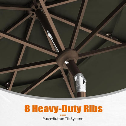 EliteShade USA 10-Year-Non-Fading 10ft 3-Tier Market Patio Umbrella, Commercial Grade Outdoor Table Umbrella with Crank Open, Windproof & UPF 50+ UV Protection, Heavy Duty Ventilation for Garden, Deck, Pool, Backyard, Beach & Bistro, Charcoal