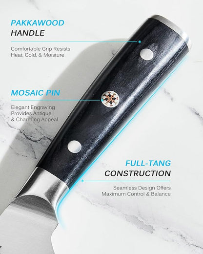 KYOKU 6.5" Boning Knife for Meat Cutting, Samurai Series Filet Knife with Pakkawood Handle, Japanese Style High Carbon Steel, Full Tang Kitchen Knife for Lamb Chop Pork Shoulder with Sheath and Case