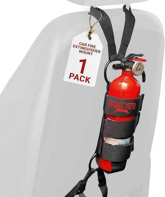 Badass Moto Car Fire Extinguisher Mount - Automotive Fire Extinguisher Mount for Vehicle Car Seat Headrest - Tool Free Seat Back Strap Install. Ideal Safety Kit Accessories for Jeep, Auto,Truck & SUV