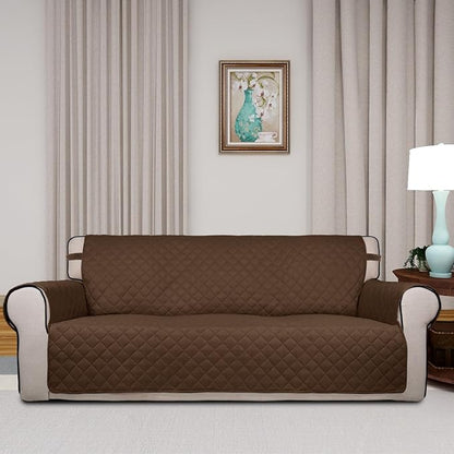 PureFit Reversible Quilted Sofa Cover Dog Couch Covers for Sofa, 66 in | Coffee/Ivory, Water Resistant Couch Protector, Washable Pet Couch Cover with Non Slip and Elastic Straps For Kids