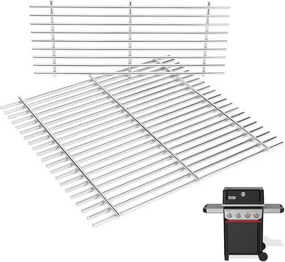 QuliMetal 17.4" Grill Grates for Weber Spirit 300/400 & GS4 Spirit II 300 Series, Spirit E/S-310 E/S-320 E/S-330 E425 E435, Stainless Steel Grill Parts for Weber Spirit 7638 7639