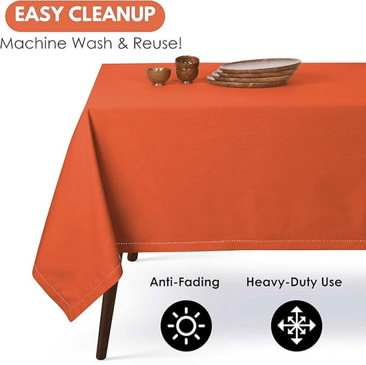 Table Cloth Rectangle 60x84, Kitchen Dining Indoor Outdoor Buffet Table Cover 100% Cotton Tabletop Table Cloth Decoration Parties BBQ Machine Washable, Orange