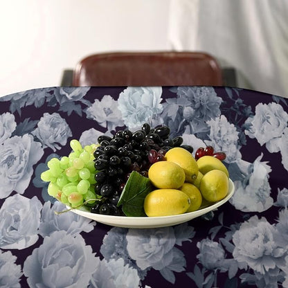 Vintage Florals Tablecloth, Gothic Black Garden Peonies Flowers Rustic Roses Boho Botanical Plant Water Resistant Wipeable Table Cover for Picnic Party Holiday Kitchen Dinner Table 60"x120"