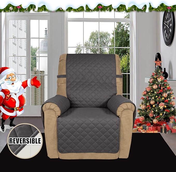 Easy-Going Reversible Couch Cover, Recliner 19 in, Gray/Ivory | Machine Washable Slipcover For Dogs, Water Resistant Furniture Mat For Living Room, Non-Slip Sofa Cover, Pet Friendly