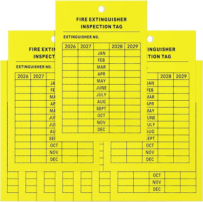 Monthly Fire Extinguisher Inspection Tags Record 4-Year Maintenance Tags Fire Recharge and Inspection Record Tag for Indoor Outdoor Extinguishers(50 Pieces)