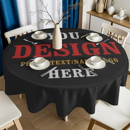 Sweetshow Custom Table Cloth Round Personalized Design Logo Picture Image Text Tablecloth 70 Inch Decor Washable Stain and Wrinkle Round Table Cover for Dining Picnic Birthday