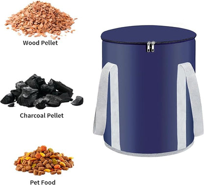 20 Lbs Wood Pellet Storage Bag：Outdoor Waterproof Firewood Carrier, BBQ Smoker Charcoal Fuel Container, Camping Fire Wood Carrying Accessories