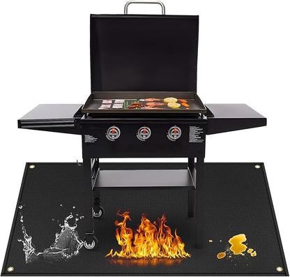 90" x 48" Extra Large Grill Mat, Grill Matt for Outdoor Grill Deck Protector Compatible with Blackstone Griddle, Easy to Clean Grilling Mats, Black - 0.04 in