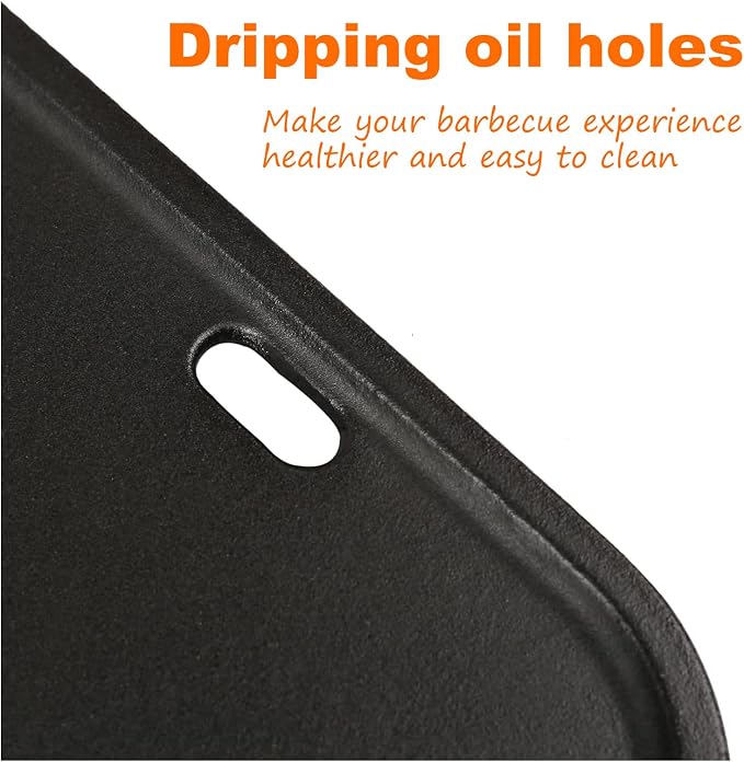 Hisencn 7034 Cast Iron Griddle for Weber Traveler Gas Grill | Cast Iron Griddle for Flat-Top Cooking; Fits Weber Traveler 9010001 Portable Gas Grill; Even Heat Distribution
