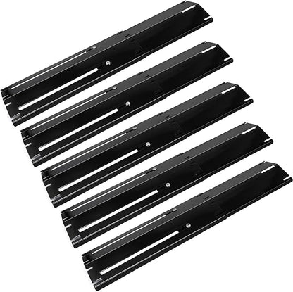 Criditpid Universal Adjustable Porcelain Steel Heat Plates, Heat Tent, Flavorizer Bar, Burner Cover, Flame Tamer for Brinkmann, Charbroil, Nexgrill, Backyard, Extend from 11.75 to 21 Inch, 5-Pack