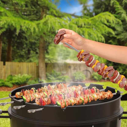 onlyfire Rotisserie Ring with Kabob Skewer Set for Weber 22 1/2 Inch Kettle