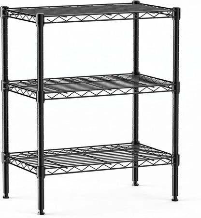 DUMOS 3-Tier Metal Storage Shelves, Wire Shelving, Storage Rack, 23.31" W | Heavy Duty Steel Shelves, Wire Adjustable Standing, Kitchen Bathroom Garage Pantry Organizers, 30.22"H