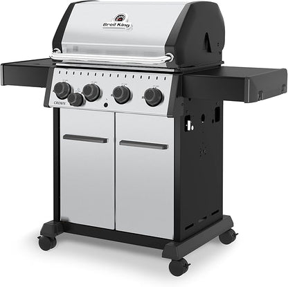 Broil King 865367 Crown S 440 4-Burner Natural Gas Grill in Stainless Steel with Side Burner