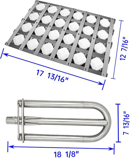 Grill Burners Grill Briquette Tray for Alfresco ALX2-30CD, ALX2-42C, ALX2-42RFG, ALX2-56, ALX2-56BFG, 18” BBQ Pipe Tubes Ceramic Briquettes Grill Replacement Parts Stainless Steel