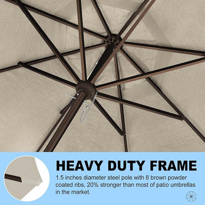 Eurmax USA 10-Year-Non-Fading 10FT Outdoor Patio Market Umbrella,UPF50+ UV Resistant Sun Shade,Heavy Duty Commercial Grade,Crank Lift Design,Windproof Vented Top for Garden,Pool,Deck,Antique Beige
