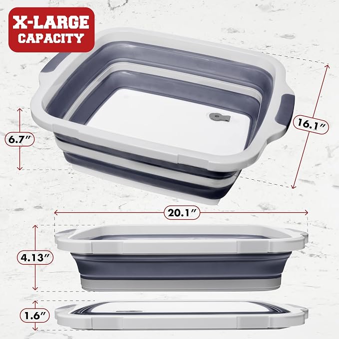 Collapsible XL Smoker & BBQ Prep Tub with Locking Lid | Includes Cutting Board, Meat Marinade & Brine Container For Turkey, Brisket & Ribs - Best Grill Accessories Gifts For Men
