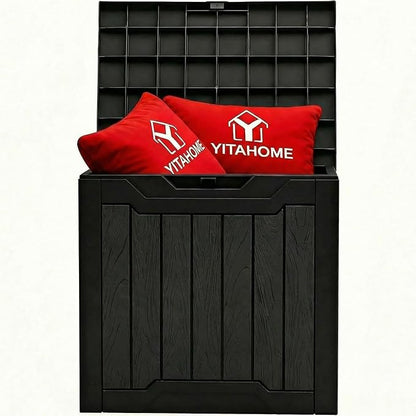 YITAHOME 31 Gallon Outdoor Storage Box, Resin Deck Box and Waterproof Package Delivery Box for Gardening Tools, Pool Supplies, Patio Furniture, Lockable, Black
