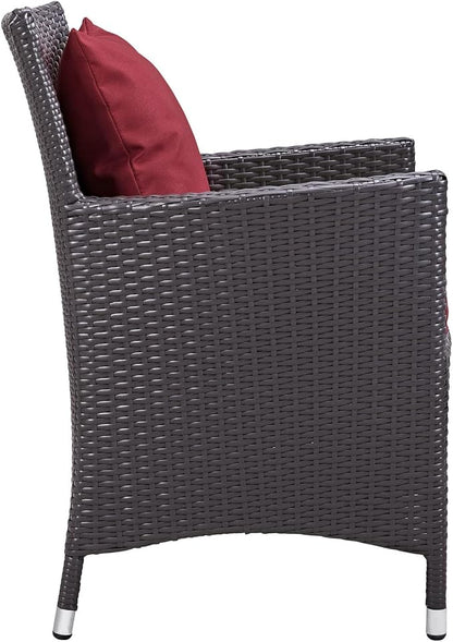 Modway Convene Collection 11-Piece Outdoor Patio Dining Set in Espresso Red