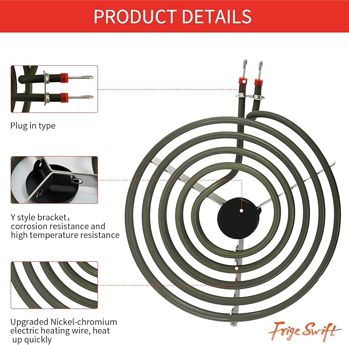 MP21YA 8" Stove Burner Element Fits Whirlpool Maytag Kenmore | MP21YA 8 inch stove burner 240V 2100W five-turn coil fits Whirlpool Maytag Kenmore quick three step DIY install