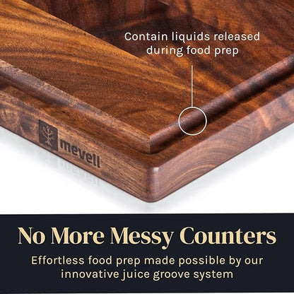 Walnut Wood Cutting Board for Kitchen, Reversible Wooden Cutting Board With Juice Grooves - Chopping Board, Charcuterie Serving Tray Made in USA (Walnut, 17x11x0.75)