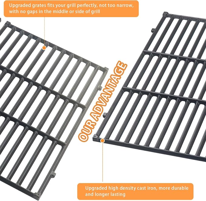 Grill Replacement Parts for Weber Genesis 300 Series, 7620, 7622, 7524 | Stainless Steel Flavorizer Bars, Heat Deflector and Cast Iron Grill Grates E310 E320 E330 S310 S320 S330 EP310 EP320 EP330