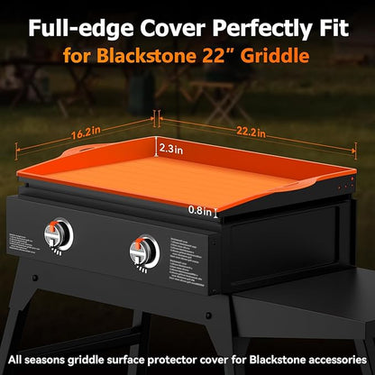 Silicone Griddle Cover for Blackstone - 22 Inch Full-Edge Covered Heavy Duty Food-Grade Silicone Griddle Mat for Blackstone Accessories, Protects Grill from Dirt and Rust