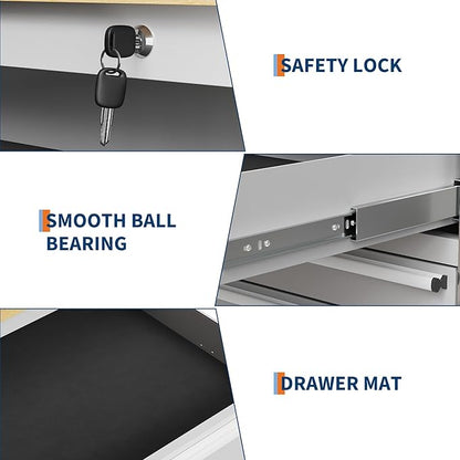 61 in Tool Chest, Tool Box Mobile 9 Drawers Storage Rolling Cabinet with Wheels Lock Key Locking System Drawer Liners for Garage Warehouse Repair Shop