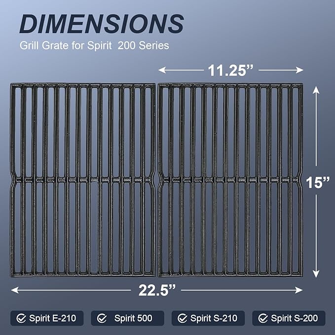 Uniflasy 15 inch Grates for Weber Spirit 200 Side Control for Weber Spirit Grill Grates 15 x 11 1/4 Spirit E/S 210 Spirit 500 Genesis Silver A for Weber Grill Grate 15" x 23" for Spirit Parts 7522
