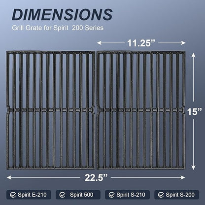 Uniflasy 15 inch Grates for Weber Spirit 200 Side Control for Weber Spirit Grill Grates 15 x 11 1/4 Spirit E/S 210 Spirit 500 Genesis Silver A for Weber Grill Grate 15" x 23" for Spirit Parts 7522