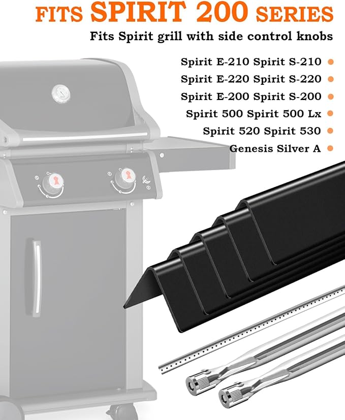 7534 7507 Flavorizer Bars 21.5" and Grill Burner Replacement for Weber Spirit Grill Parts Spirit 200 220 500 S210 E210 Grill Parts, Porcelain Steel Grill Repair Kit for Genesis Silver A Grill