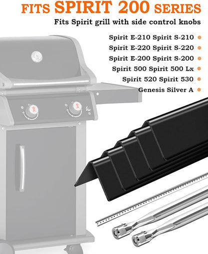 7534 7507 Flavorizer Bars 21.5" and Grill Burner Replacement for Weber Spirit Grill Parts Spirit 200 220 500 S210 E210 Grill Parts, Porcelain Steel Grill Repair Kit for Genesis Silver A Grill