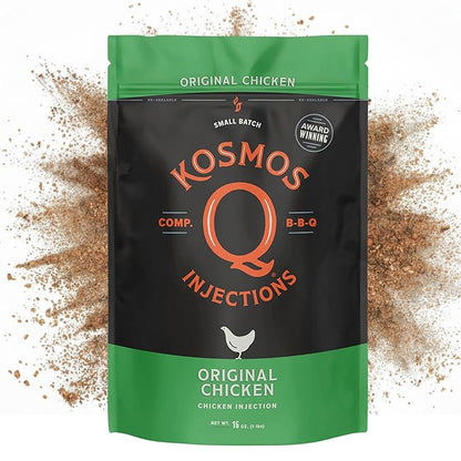 Kosmos Q Original BBQ Chicken Injection, BBQ Marinade Seasoning for Whole Chicken, Smoked Wings & Roasted Meats, Award-Winning Competition Blend, Moisture-Retaining Formula, 16 Oz Jar