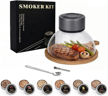 Umimile Electric Cocktail Smoker Kit, USB-C Rechargeable Torch-Free Whiskey Smoker for Cocktails and Food, Adjustable Smoke Control, Glass Cover, Wood Tray, 6 Wood Chips (5.91 inches)