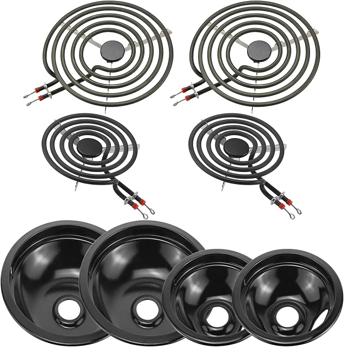 5304430149 5304430150 Black Porcelain Drip Pan & MP22YA Electric Stove Burner Replacement for F-rigidaire/Ken-more/T-appan, 318067041 318067051 Stove Drip Pans & Stove Burner Replacement by Fetechmate